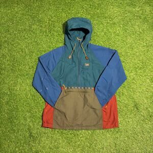 LL Bean Anorak Jacket Womens Large Vintage Colorblock Pullover Hooded